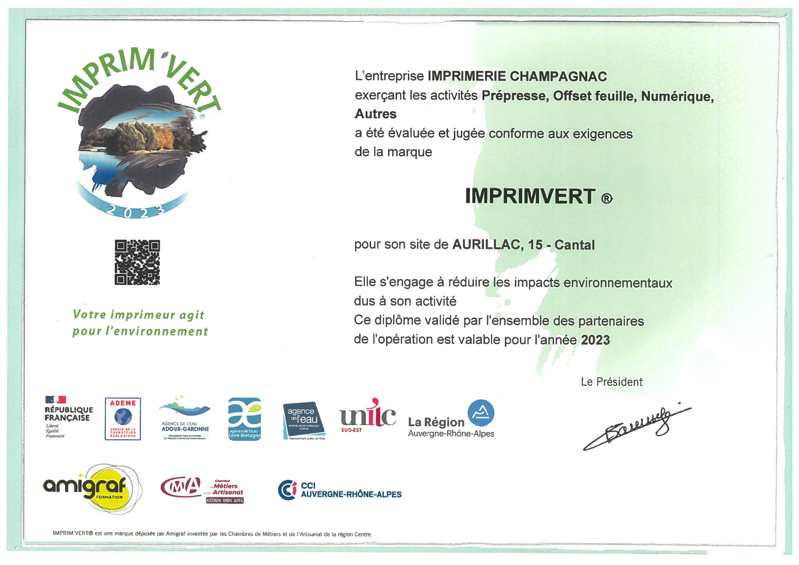 image de la certification de l'imprimerie en imprim'vert